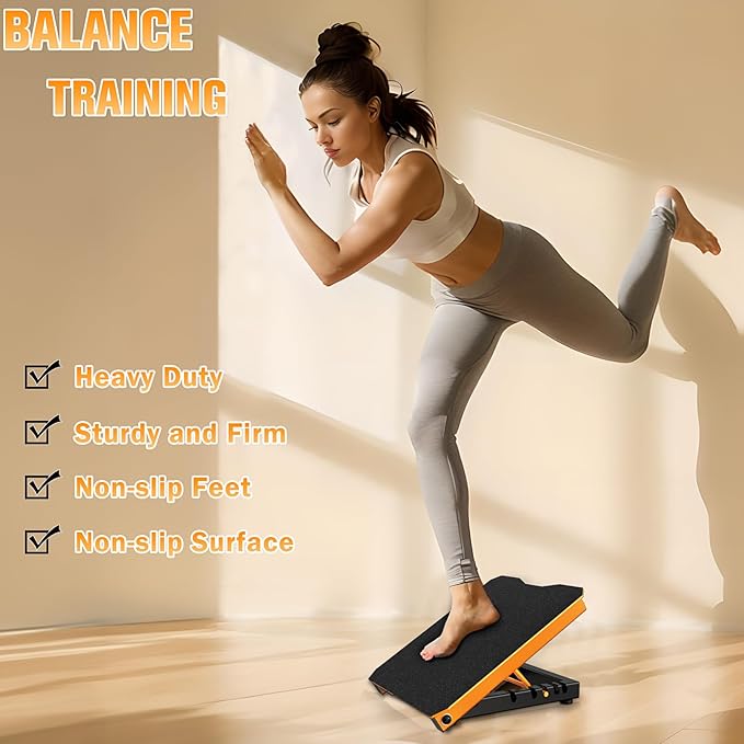 Steel Slant Board Calf Stretcher for Squat 600lbs Weight Capacity Adjustable Incline Balance Board for Relieving Plantar Fasciitis Achilles Tendonitis Muscle Injuries Home Gym or Commercial