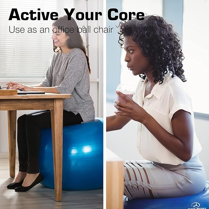 ProBody Pilates Yoga Ball - Exercise Balls, Various Sizes, for Stability, Pregnancy, Workout & Physical Therapy