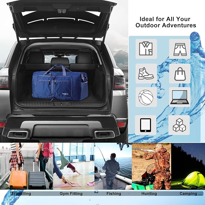 Woogwin Travel Duffel Bag Large Foldable Waterproof Overnight Bag for Beach Swim Bags Pool Sports Gym