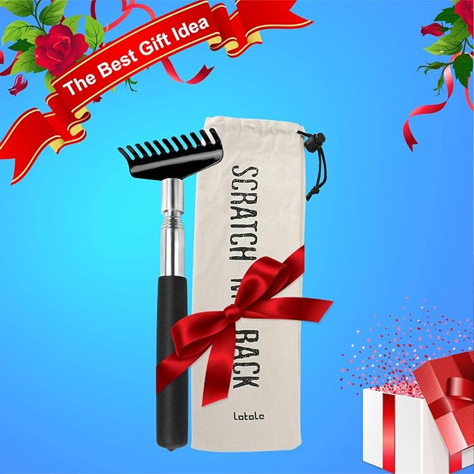 Oversized Portable Extendable Back Scratcher, Upgraded Metal Stainless Steel Telescoping Back Scratcher Tool with Canvas Carrying Bag