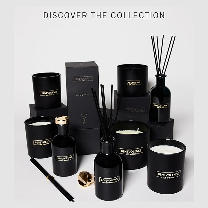 Benevolence LA Clearance Candles Bergamot & Jasmine Scented Candle | Soy Black Candle for Home | Gifts for Women and Men | Home Fragrance | Aromatherapy | 6oz