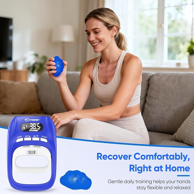 FitBeast Grip Strength Tester Set with Hand Strengthening Tools โ Track Progress, Build Strength & Support Hand Recovery (3-in-1 Kit)