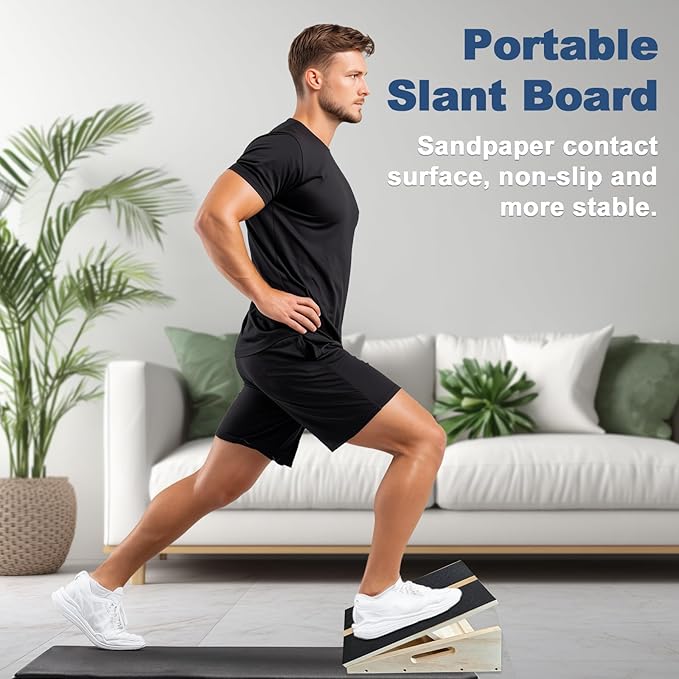 Adjustable Foot Incline Wooden Slant Board For Calf Stretching,440lb Capacity, Balance Velour Stretcher Ankle Stretch Knee Leg Boards Squats Wedge Exercise Pilates Fitness Portable Equipment