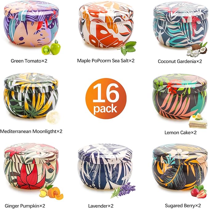 Scented Candles Gifts Set, 16 Pack Candles Bulk for Home Scented, 320H Long Burning, Natural Soy Wax Aromatherapy Small Candles, Party Favors for Women, Gifts for Mom SPA Birthday Anniversary