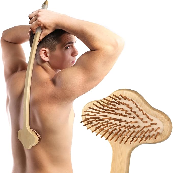Oversized Back Scratcher, Extended Bamboo Scratcher, 22.04" Long Curved Handle; Wider Head; More Larger Scratching Surface, Adults Body Instant Scratcher Christmas Gift for Women and Men.