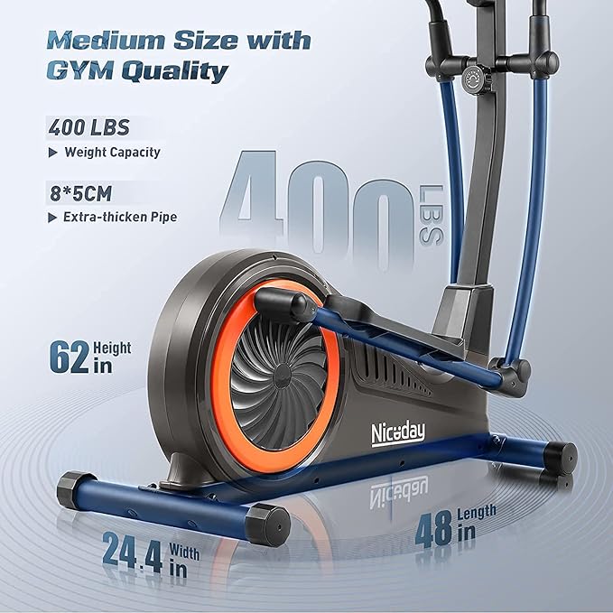 Niceday Elliptical Machine, Elliptical Exercise Machine for Home with Hyper-Quiet Magnetic Driving System, Elliptical Trainer with 15.5IN & 20IN Stride, 16 Resistance Levels, 500LBS Loading Capacity