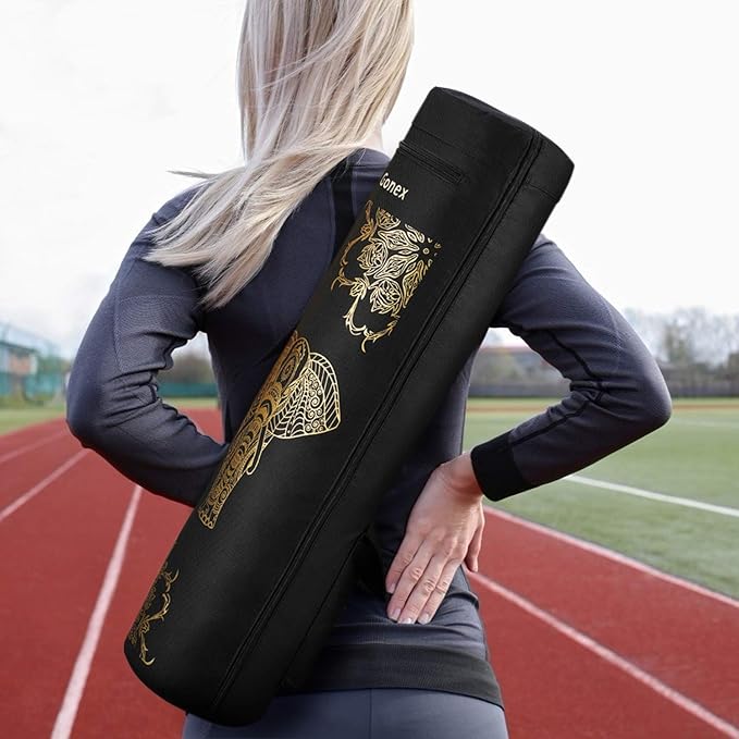 Gonex Yoga Mat Bag, Yoga Mat Carrier Full-Zip Exercise Yoga Mat Carry Bag for Women Men with 2 Multi-Functional Storage Cargo Pockets Extra Wide Adjustable Shoulder Strap