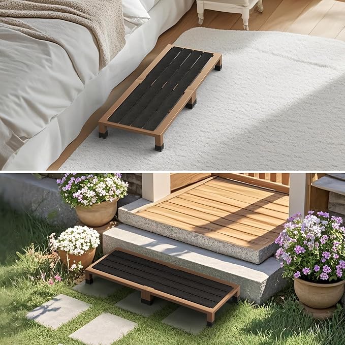 One Step Stool Platform 3.8" Height for Adults, Kids. Heavy Duty/Portable/Nonslip/Durable Construction Safe Step Stool for Bedroom/Kitchen Bed, Bathroom,Kitchen,Garden