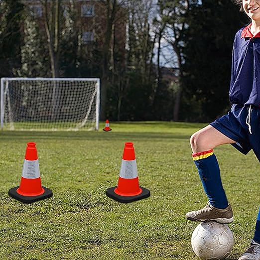 OrangeStar 12" Traffic Cones 6-Pack, Orange Safety Cones with Reflective Collar, Heavy Duty Base for Driving Practice, Parking Lots, Roadwork, Construction | Indoor & Outdoor Use