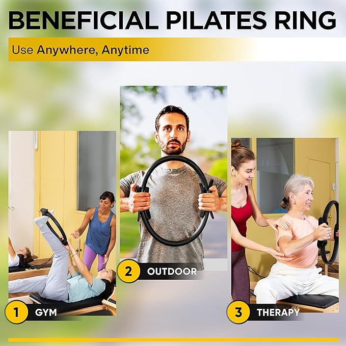 Eleabro Sports 14 inch Pilates Ring Circle - Magic Circle -with A1 Size Workout Poster, Inner Thigh Exercise Ring, Ideal for All Heights-Yoga Ring Fitness Ring with Soft Handles
