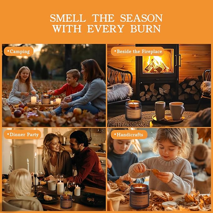 8 Pack Amber Candles Set,Candles for Home Scented,Candles Gifts Set, Soy Candle, 200H Long Lasting Soy Wax Candle Set for Mother's Day, Birthday, Anniversary