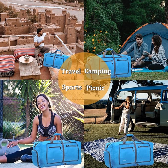 Woogwin Travel Duffel Bag Large Foldable Waterproof Overnight Bag for Beach Swim Bags Pool Sports Gym