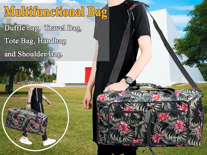 Woogwin Travel Duffel Bag Large Foldable Waterproof Overnight Bag for Beach Swim Bags Pool Sports Gym