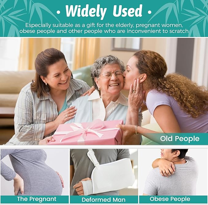 Bamboo Back Scratcher for Men, 22'' Long Handle Wooden Back Scratcher For Women, Soft Wide Head Backscratchers for Comfortable Body Itching Relief and Massage, Ideal Gifts for the Seniors, Pregnant