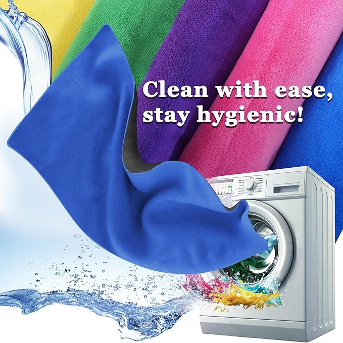 Hot Yoga Towel Set, 600GSM Yoga Mat Towel Extra Thick Dual-Color Microfiber, Soft Non-Slip Sweat Absorbent, 72" x 27.5" with Matching Hand Towel for Hot Yoga, Pilates, Fitness, Grey/Blue