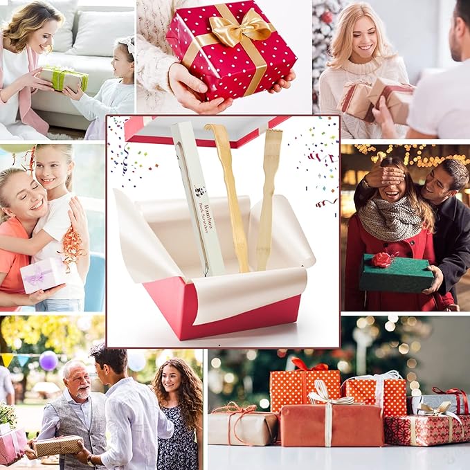 2 Pack Wooden Bamboo Back Scratcher, 17 Inch Long Handle Back Scratchers for Adults Men Women, with Beautiful Gift Packaging