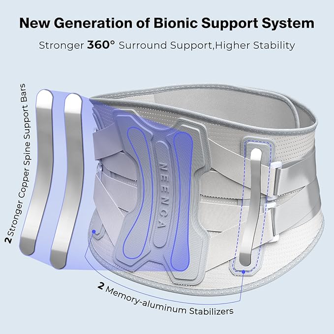 NEENCA Back Brace for Lower Back Pain Relief with Bionic Support System, Lumbar Support Belt for Women&Men with Lumbar Pad, Soft Breathable 3D Knit Fabric for Herniated Disc, Sciatica, Scoliosis...