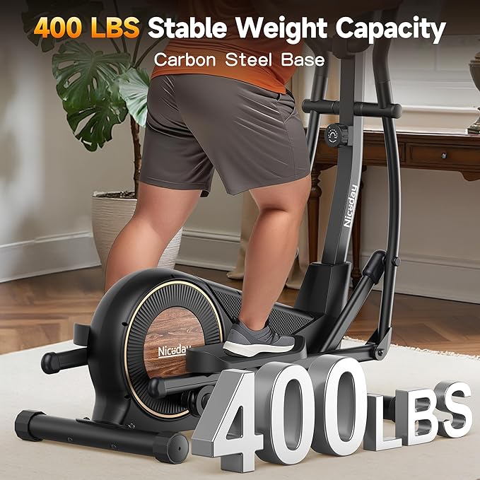 Niceday Elliptical Exercise Machine, Elliptical Machine for Home, Magnetic Elliptical Trainer with 15.5IN-19IN Stride, 16 Resistance Levels, 400LBS Loading Capacity, Support Kinomap APP