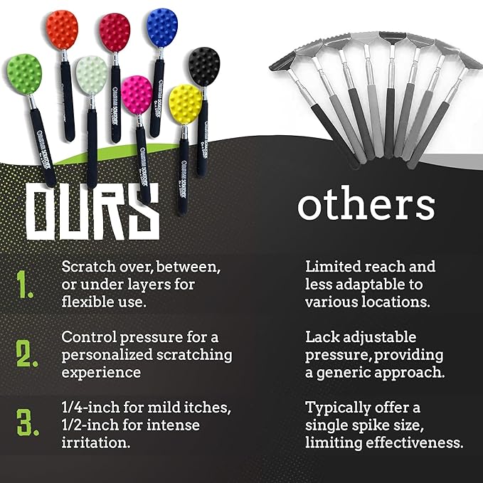 Cactus Scratcher Extendable Big Stick Back Scratcher - Extends 29" Long Double Sided Retractable Scratching Tool for Hand, Neck, Head, and Body - Universal Gift for Family, Pets, and Friends, Glow