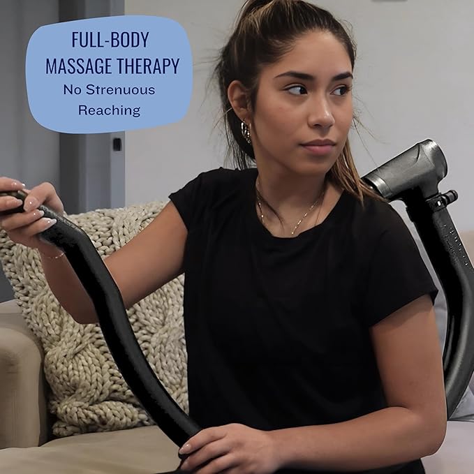 Professional Grade Massage Gun - Deep Tissue Back Massager with Heat and Cold Therapy Tip and Innovative Full-Body Extended Handle