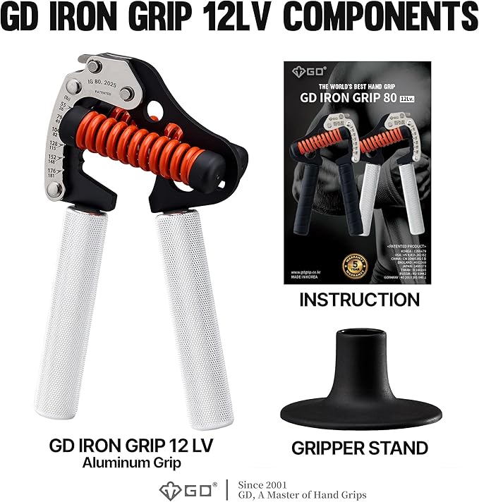 GD IRON GRIP Grip Strength Trainer Adjustable Hand Gripper Strengthener Hand Grip Exerciser Wrist Strengtheners Silent & Durable – Forearm, Finger & Hand Strength Training for Athletes, Climbers & Rehabilitation