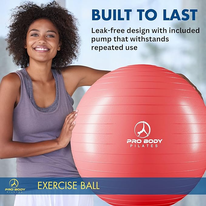 ProBody Pilates Exercise Ball - Multiple Sizes Gym Grade Balance Ball for Fitness, Yoga, Workout, Pregnancy & Physical Therapy