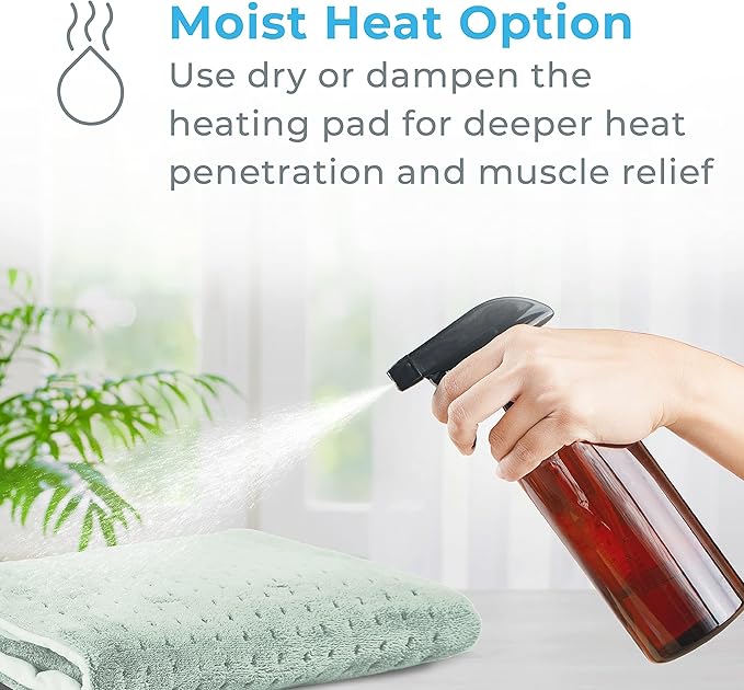 Pure Enrichment PureRelief XL Heating Pad - 12" x 24" Electric Heating Pad for Back Pain & Cramps, 6 Heat Settings, FSA/HSA Eligible, Soft Machine Wash Fabric, Auto-Off & Moist Heat (Zen Green)
