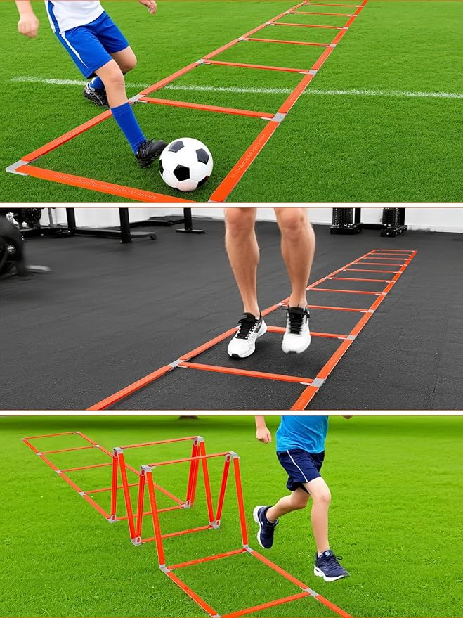 Tangle-Free Agility Ladder for Kids/Athletic – Multi-Use Speed Training Ladder for Footwork Drills/Football/Soccer/Boxing - Agility Equipment for Workout/Exercise/Fitness – 10 Rung
