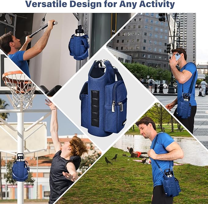 icolor Magnetic Gym Bag Water Bottle Carrier Holder with Phone Pockets & Shoulder Strap,Gym Magnetic Bag 5 Built-in Magnets Gym Accessories Organizer Magnetic Bottle Pouch Sleeve for Men Women