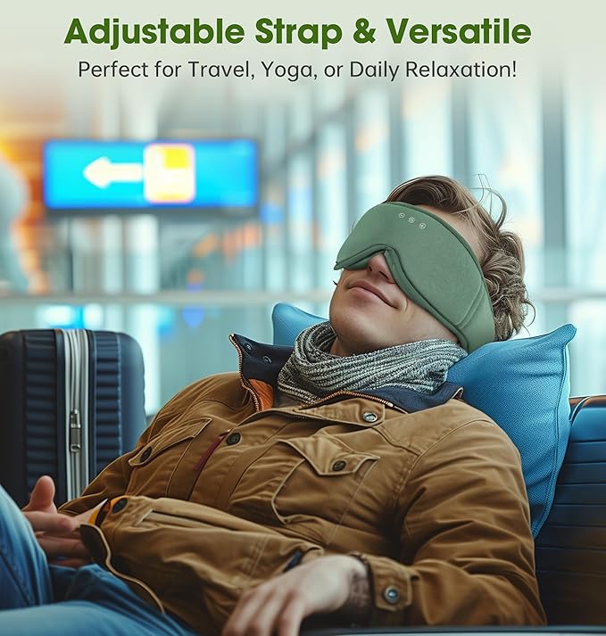 BambooCotton 3D Bluetooth Sleep Mask, LC-dolida 2025 New Sleep Headphones, Wireless Comfort, Sustainable Luxury for Better Sleep