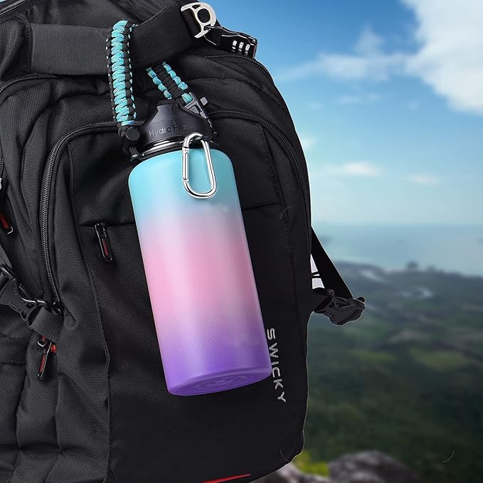 Wongeto Paracord Handle Carrier Holder with Shoulder Strap,Compatible with Hydro Flask Wide Mouth Water Bottles