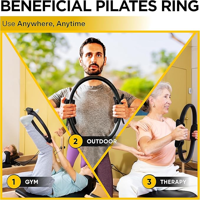 Eleabro Sports 14 inch Pilates Ring Circle - Magic Circle -with A1 Size Workout Poster, Inner Thigh Exercise Ring, Ideal for All Heights-Yoga Ring Fitness Ring with Soft Handles