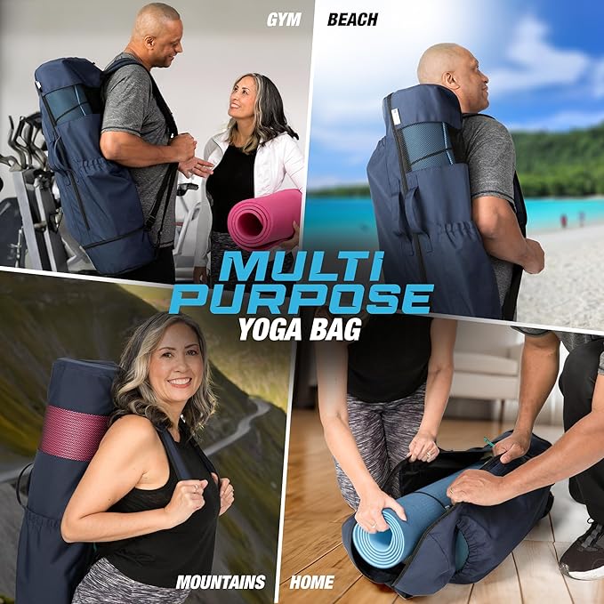 MAGNILAY Yoga Mat Bag - for Women and Men, Yoga Bag with Pockets and Adjustable Strap, Yoga Mat Carrier, Fits Mats Blocks and Yoga Accessories for Workouts, (32”L x 9” Diameter)