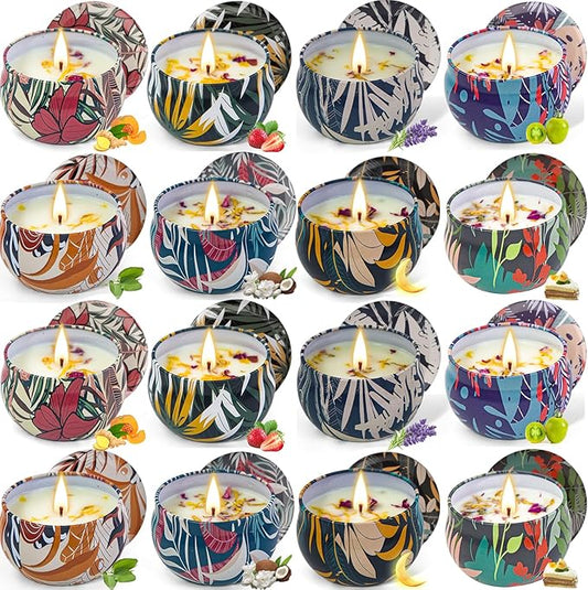 Scented Candles Gifts Set, 16 Pack Candles Bulk for Home Scented, 320H Long Burning, Natural Soy Wax Aromatherapy Small Candles, Party Favors for Women, Gifts for Mom SPA Birthday Anniversary