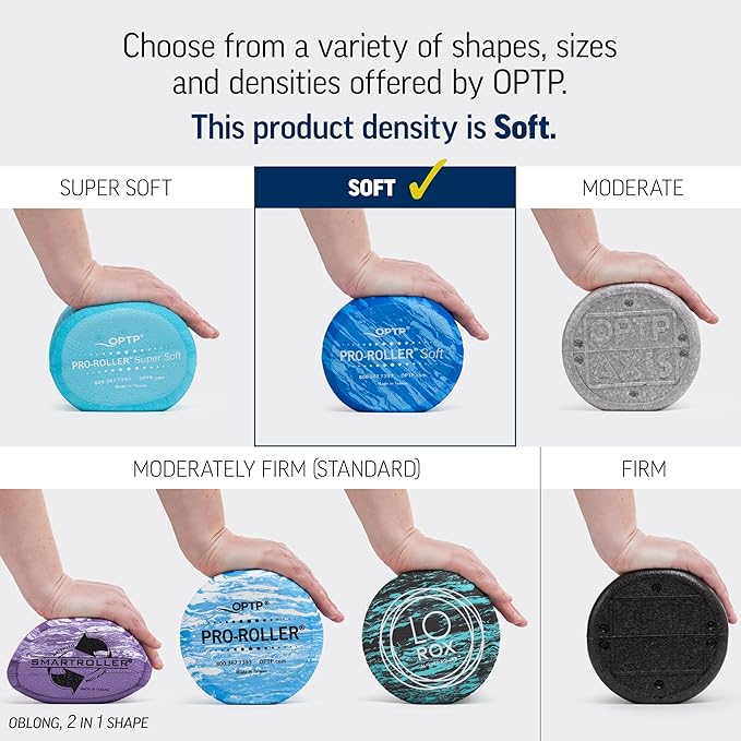 OPTP PRO-Roller Soft Density Foam Roller – Low Density Soft Foam Roller for Physical Therapy, Pilates, Yoga Foam Roll Exercises, and Muscle Recovery - Blue 36" x 4"