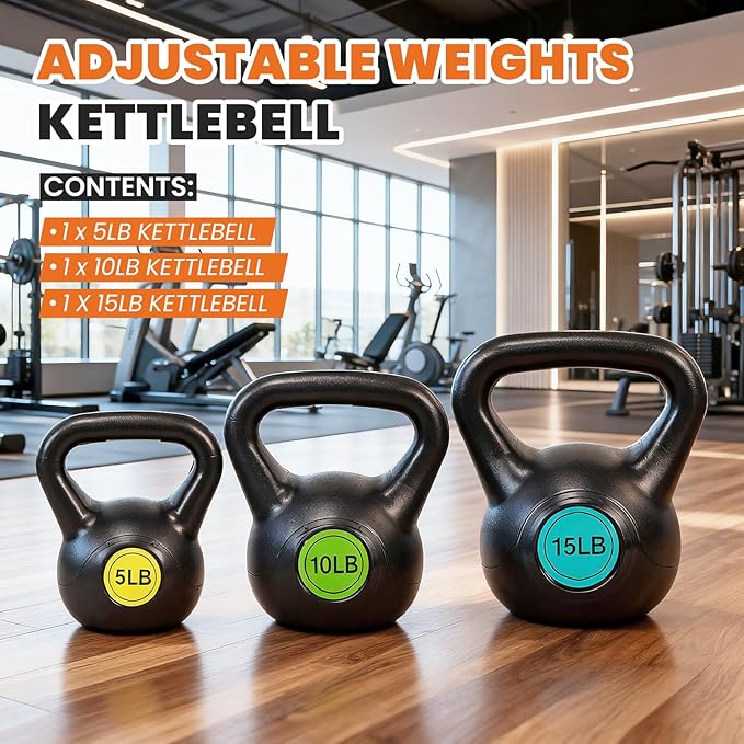 OLIXIS Kettlebell Set, Wide Grip Kettlebell Exercise Fitness Weight Set for Home Gym, Strength Training