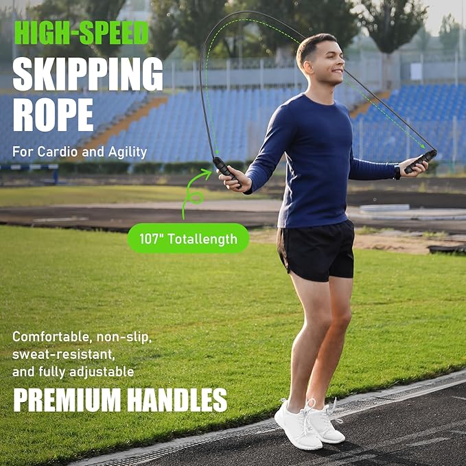 Agility Ladder, Soccer Speed Training Equipment, Football Practise Set with 20ft Ladder, 12 Cones, 4 Adjustable Hurdles, Jump Rope, Parachute, for Basketball, Football, Kids, Youth, Adults