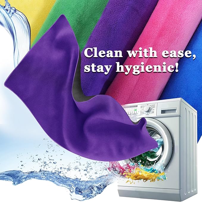 Hot Yoga Towel Set, 600GSM Yoga Mat Towel Extra Thick Dual-Color Microfiber, Soft Non-Slip Sweat Absorbent, 72" x 27.5" with Matching Hand Towel for Hot Yoga, Pilates, Fitness, Grey/Purple