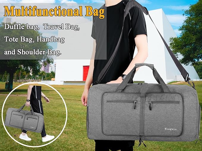 Woogwin Travel Duffel Bag Large Foldable Waterproof Overnight Bag for Beach Swim Bags Pool Sports Gym