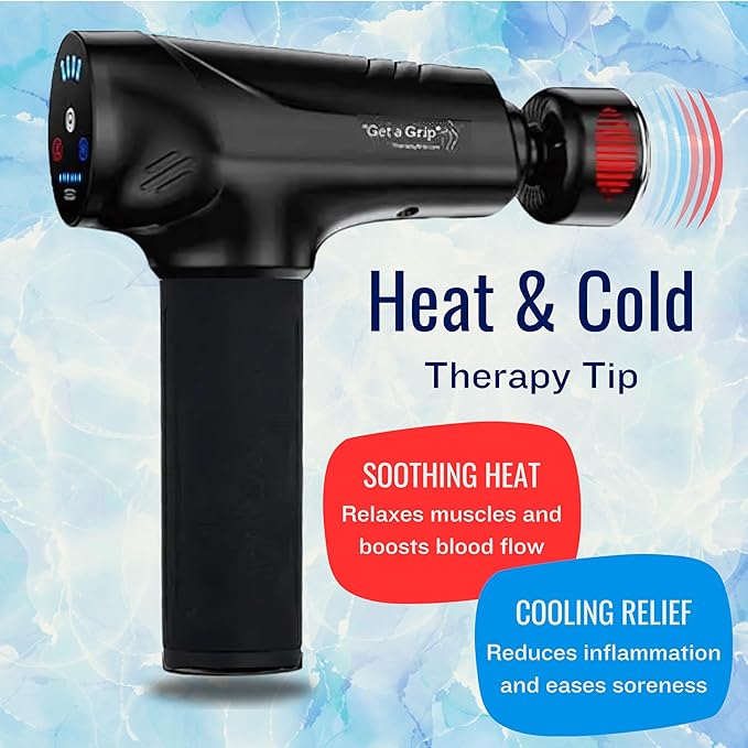 Professional Grade Massage Gun - Deep Tissue Back Massager with Heat and Cold Therapy Tip and Innovative Full-Body Extended Handle