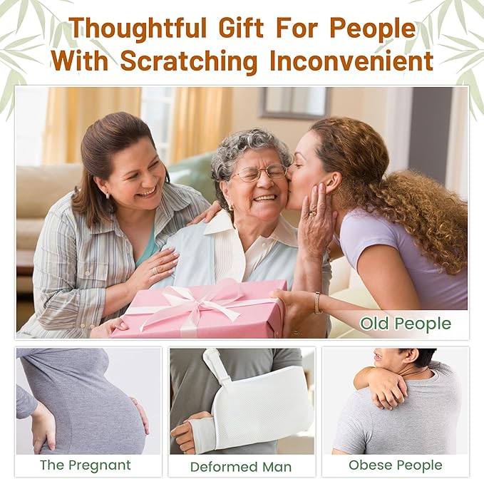 Back Scratcher for Men, 22''Extra Long Handle Bamboo Back Scratcher, 2 in 1 Back Massager and Body Scratcher, Gentle Relief for Adults, Pregnancy, Elderly, Gift for Fathers.