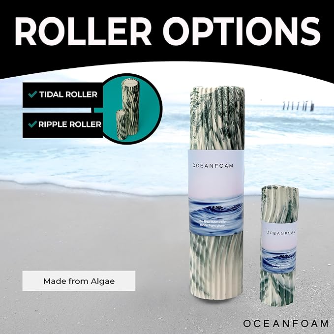 Oceanfoam Tidal Roller - Hunter Marbled - Muscle Massage Foam Roller for Back Pain & Stretching - Firm and Ergonomic Wide Wave Textured - Yoga, Athletics, & Wellness - Full Size, 20" x 5"