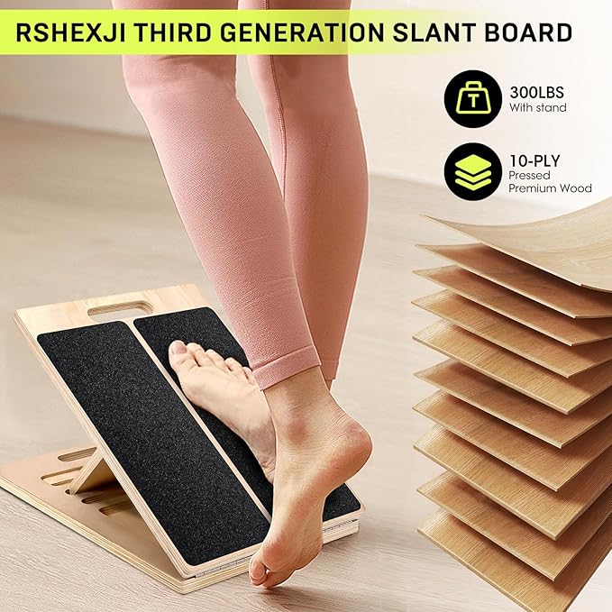 3rd Gen Adjustable Slant Board for Calf Stretching & Squat Wedge – Non-Slip Physical Therapy Equipment, Portable Rehab Stretching Board for Flexibility, Recovery & Strength Training