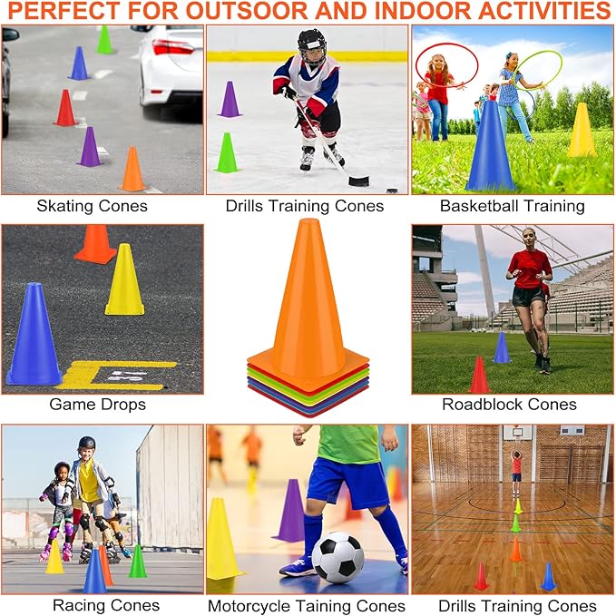 30 Pieces 9 Inch Traffic Cones Plastic Sport Agility Training Safety Cones Soccer Practice Equipment for Basketball Football Drills Exercise, Outdoor Activity and Events