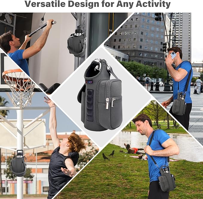icolor Magnetic Gym Bag Water Bottle Carrier Holder with Phone Pockets & Shoulder Strap,Gym Magnetic Bag 5 Built-in Magnets Gym Accessories Organizer Magnetic Bottle Pouch Sleeve for Men Women