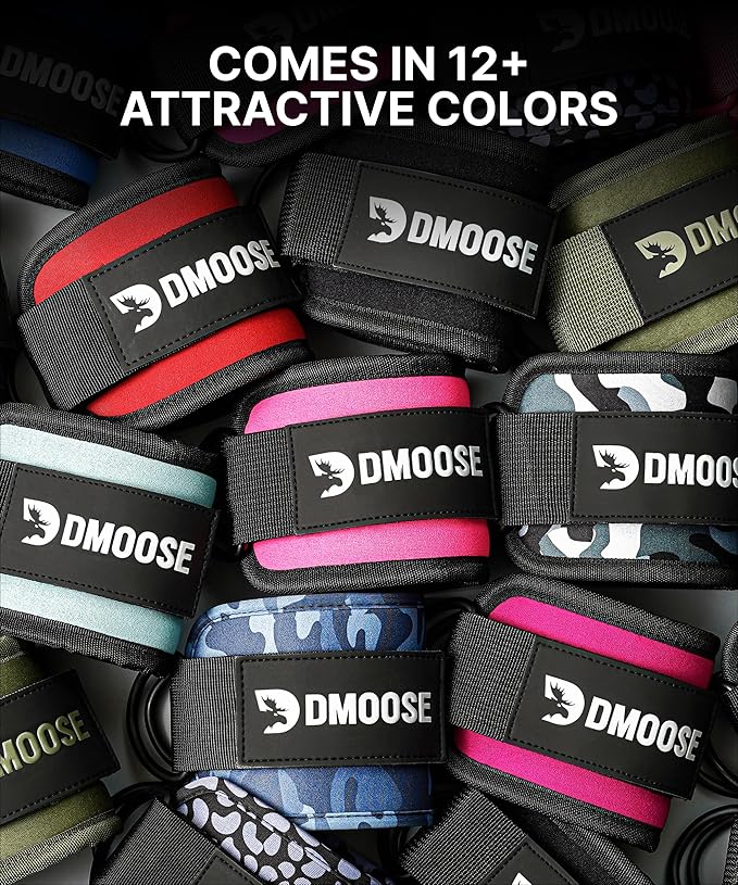 DMoose Ankle Strap for Cable Machine - One Size Fit with Premium Padding, Workout Kickback Ankle Cuffs, Ankle Bands for Working Out, Booty Workouts, Leg Extension, Hip Abductors & Lower Body Exercises