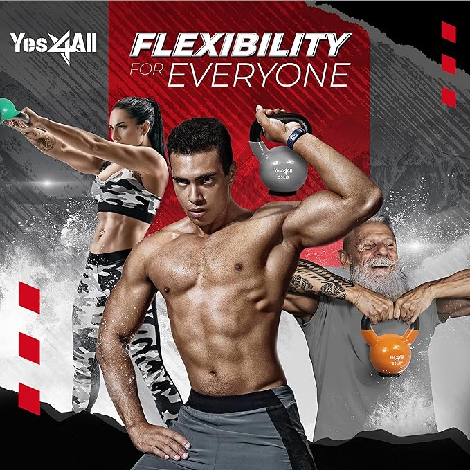Yes4All Kettlebells Rubber Base, Kettlebell Set for Women, Strength Training Kettlebells Weights (10-65 lbs)