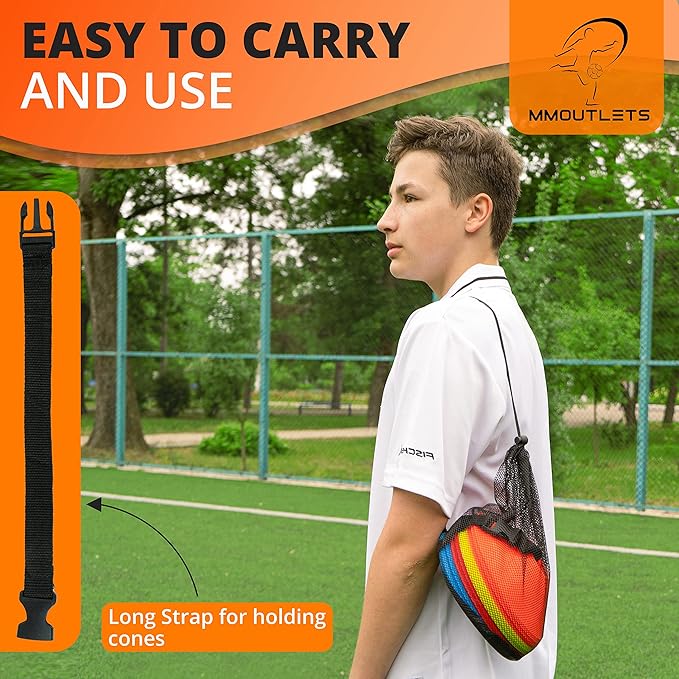 75/50/25 Pack, Pro-Grade Soccer Training Cones Set, Durable Agility Soccer Cones with Carry Bag & Strap Holder Ideal for Sports Training, Football, Soccer, Basketball- Trusted by Coaches & Athletes
