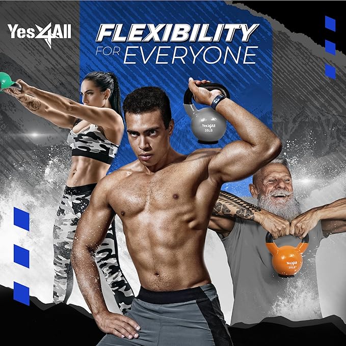 Yes4All Kettlebells Rubber Base, Kettlebell Set for Women, Strength Training Kettlebells Weights (10-65 lbs)