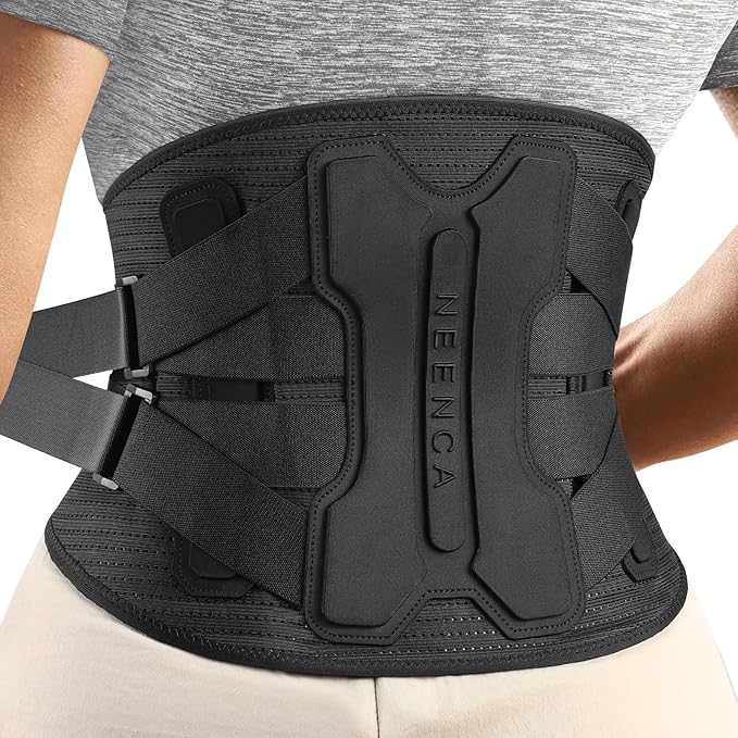 NEENCA Back Brace for Lower Back Pain Relief with Bionic Support System, Lumbar Support Belt for Women&Men with Lumbar Pad, Breathable 3D Knit Fabric for Herniated Disc, Sciatica, Scoliosis... -Black